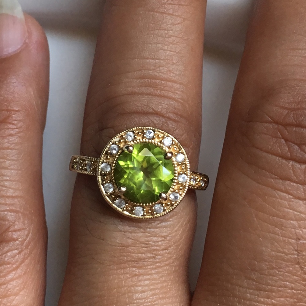 14k Gold Plate over 925 Peridot Ring Size 7